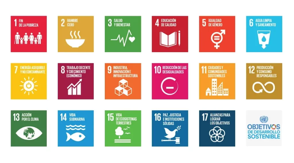 Logos correspondientes a los 17 Objetivos de Desarrollo Sostenible