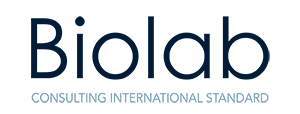Logo Biolab en negro y azul sin fondo